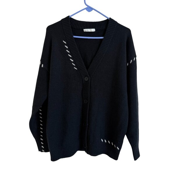 NWOT Oak + Fort Contrast Stitch Detail Button Front Cardigan - Picture 5 of 9